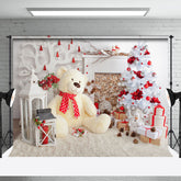 Lofaris Teddy Bear Leather Tree Stacks Christmas Backdrop